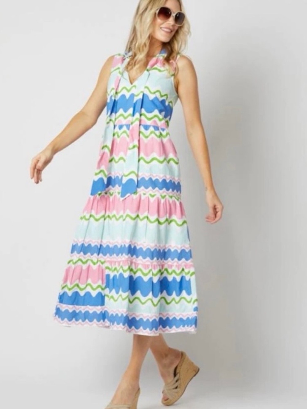 Sail to Sable Pastel RIC RAC Sleeveless Maxi Dress TUCKERNUCK NWT/NEW large/l